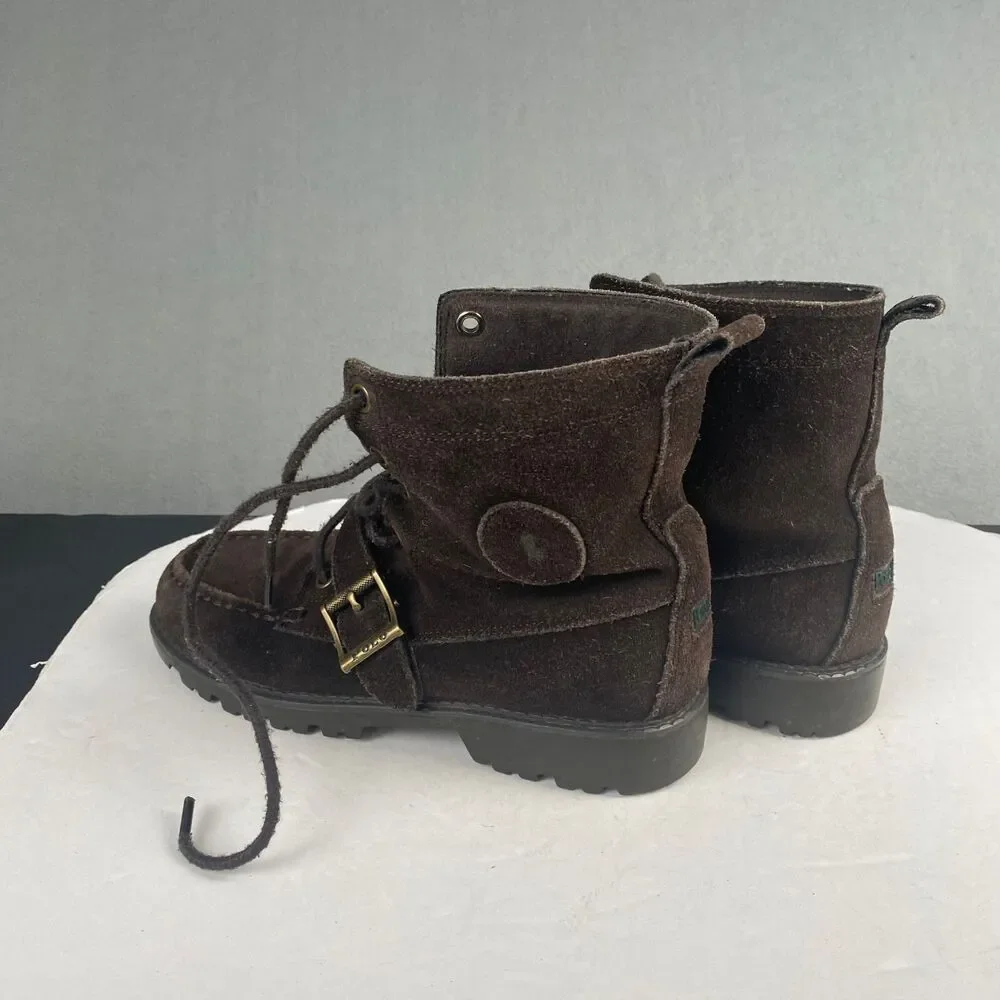 Polo Ralph Lauren Duck Boots Big Boy Kids 4 Brown Leather Buckle,Hiking,Outdoor